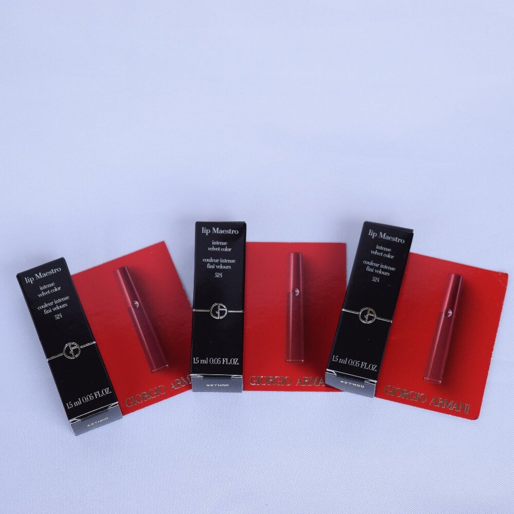 Giorgio Armani Lip Maestro Liquid Lipstick Set-Intense Velvet 524-3pc-BOXED-NEW